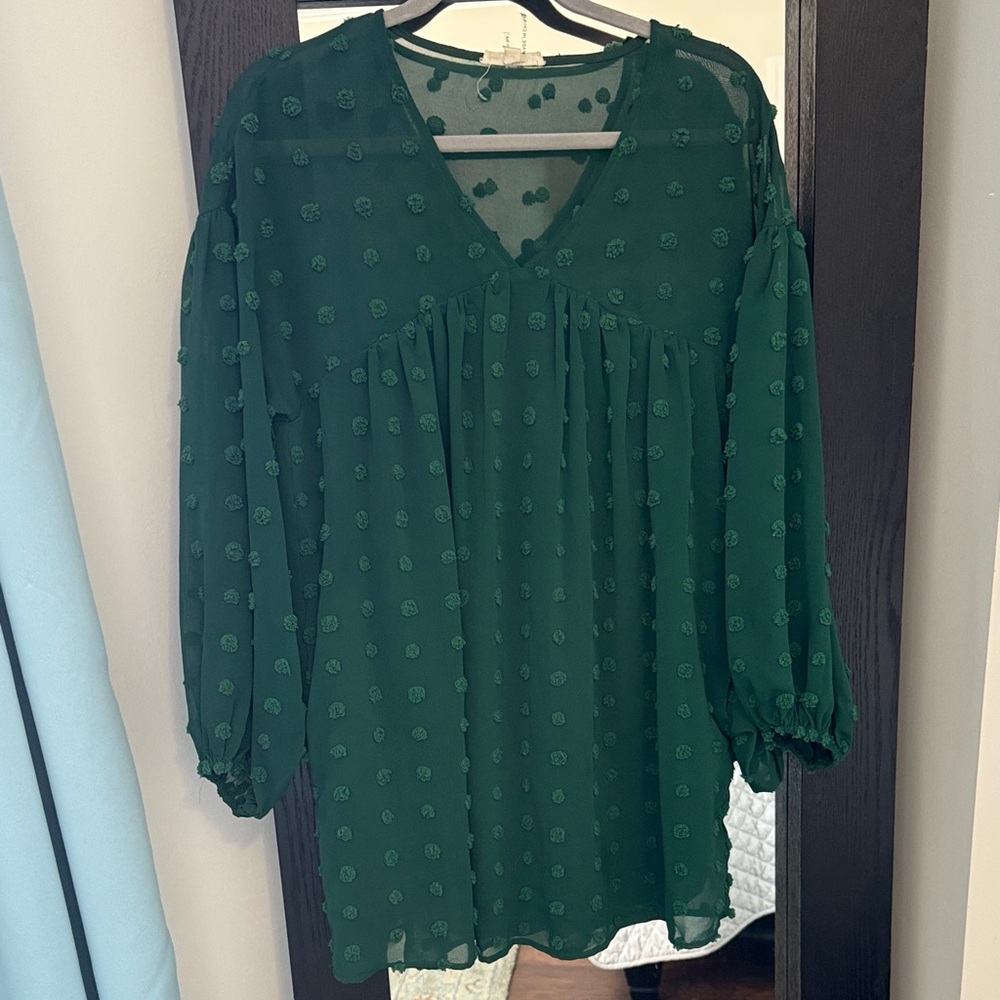 Entro Emerald Green Textured Blouse